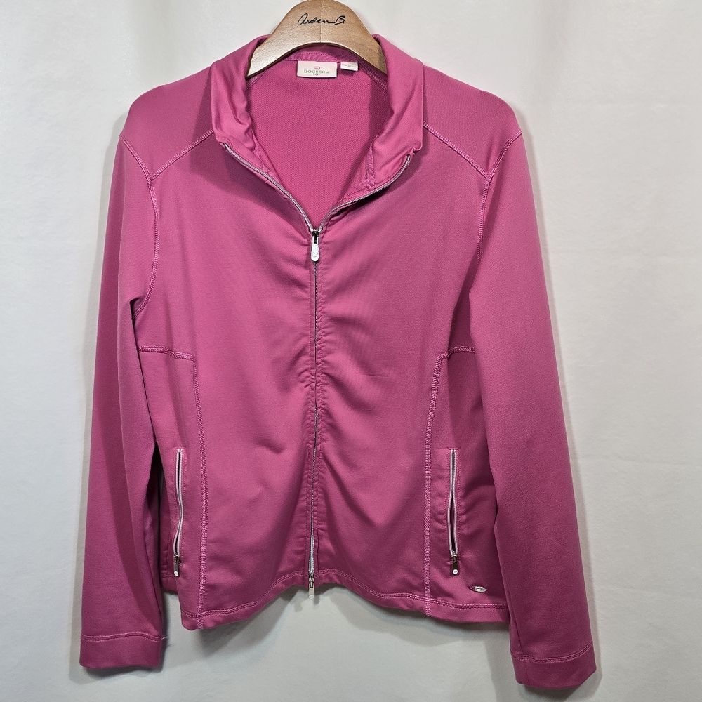 VINTAGE DOCKERS GOLF Full Zip Jacket in Barbie Pink Ladies XL
